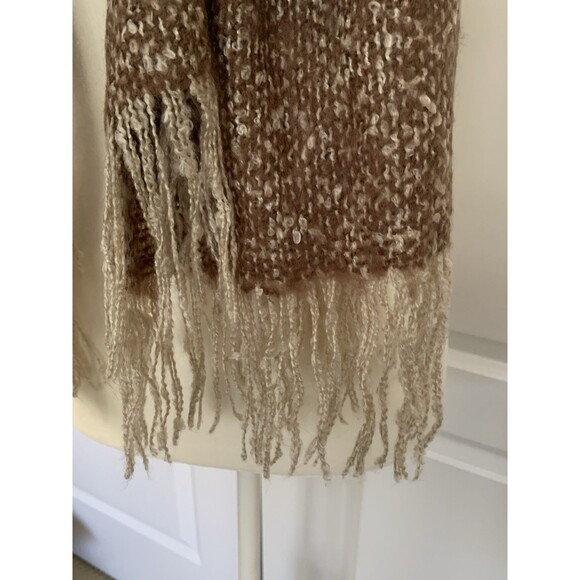 Boutique Womens Scarf Wrap Shawl Brown Dk Chocolate Mauve Beige 69 x 26 Fringe - Picture 5 of 8